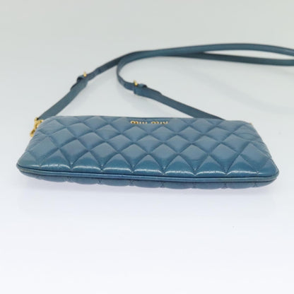 Miu Miu Zip Wristlet Pouch Matelasse Leather, BLUE, LEATHER, Clutche & pouche