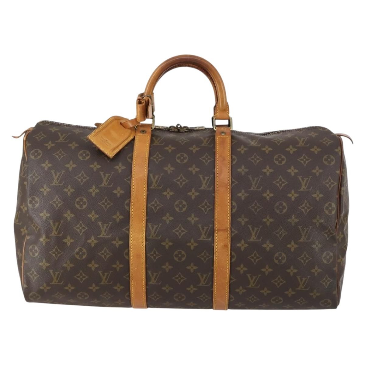 Louis Vuitton Keepall Bag Monogram Canvas, BROWN, CANVAS, Travel bag