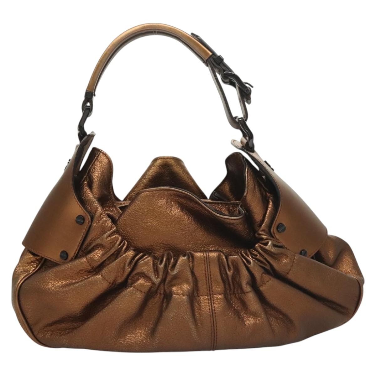 Burberry Vintage Shoulder Bag Leather, GOLD, LEATHER, Handbag