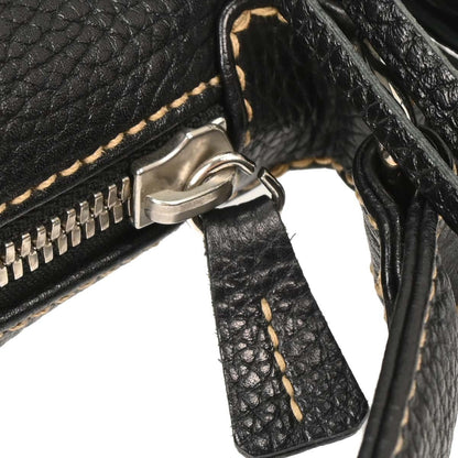 Chanel Lax Front Zip Bag Pebbled Leather, BLACK, LEATHER, Shoulder bag