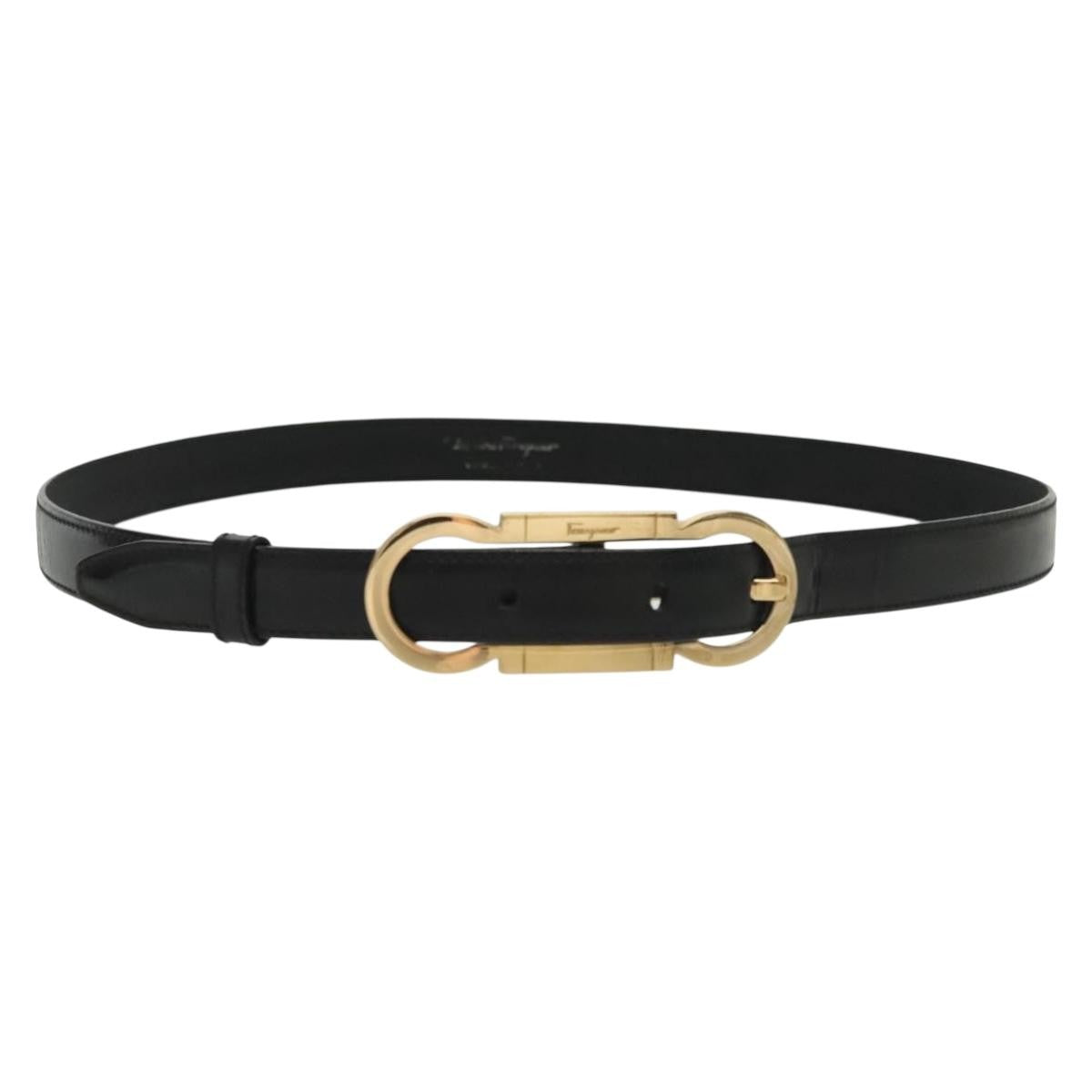Salvatore Ferragamo Gancini Belt Leather, BLACK, LEATHER, Belts