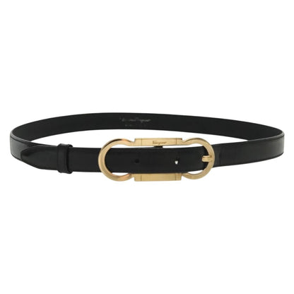 Salvatore Ferragamo Gancini Belt Leather, BLACK, LEATHER, Belts