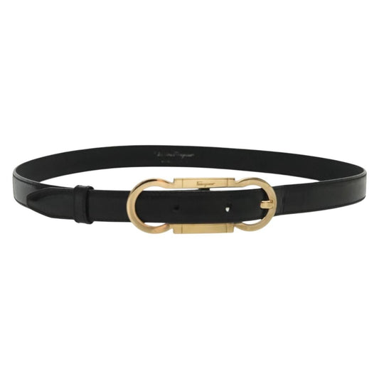 Salvatore Ferragamo Gancini Belt Leather, BLACK, LEATHER, Belts