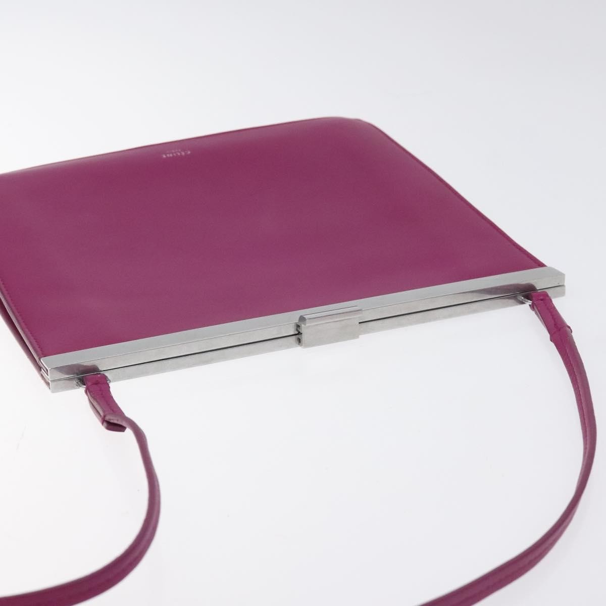 Celine Clasp Crossbody Bag Leather, PURPLE, LEATHER, Crossbody bag