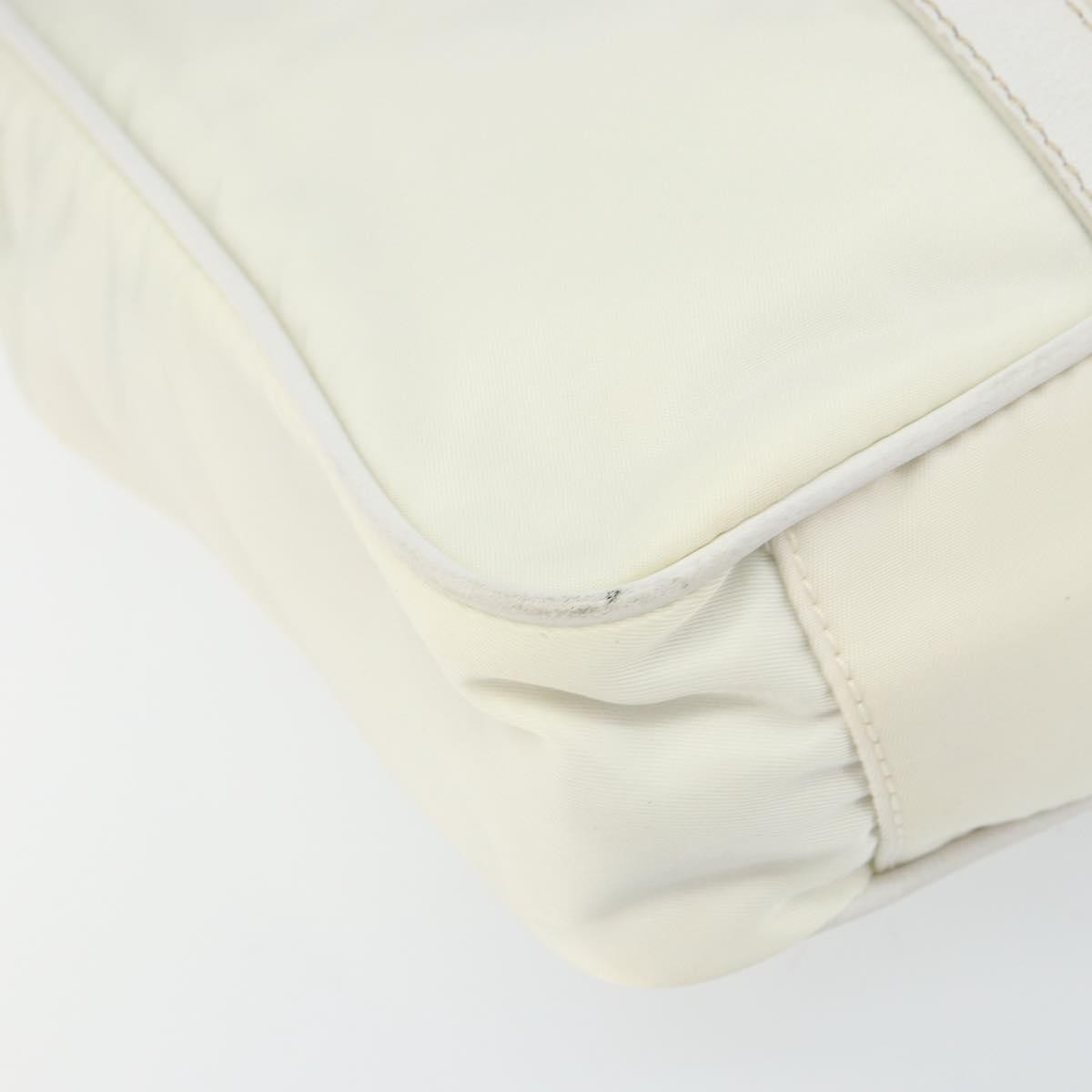 Prada Vintage Tote Tessuto with Leather, WHITE, NYLON, Tote bag