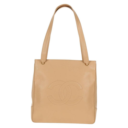Chanel Coco Mark Leather, BEIGE, LEATHER, Handbag