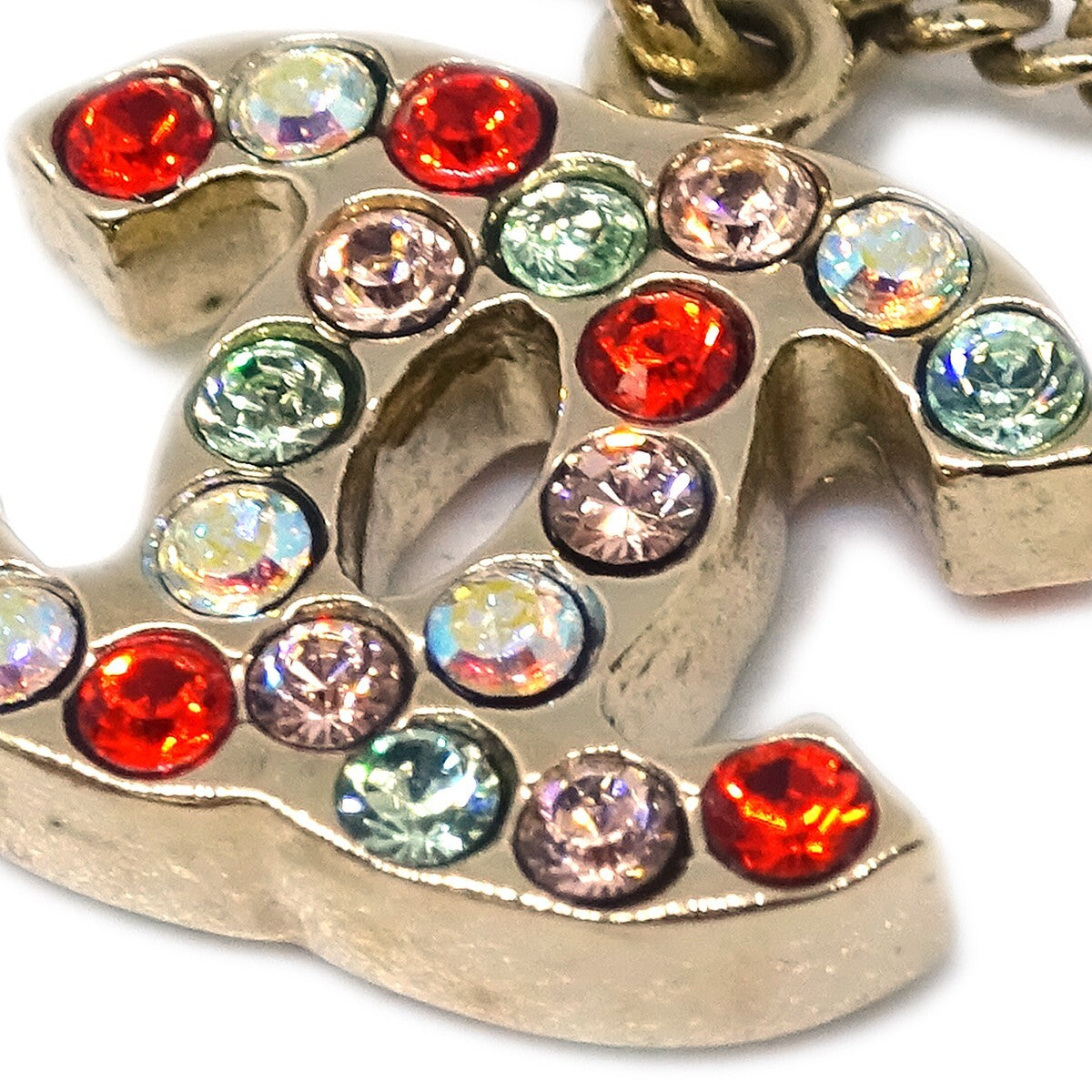 Chanel Rainbow CC Pendant Necklace Metal and Crystals, SILVER, METAL, Necklace
