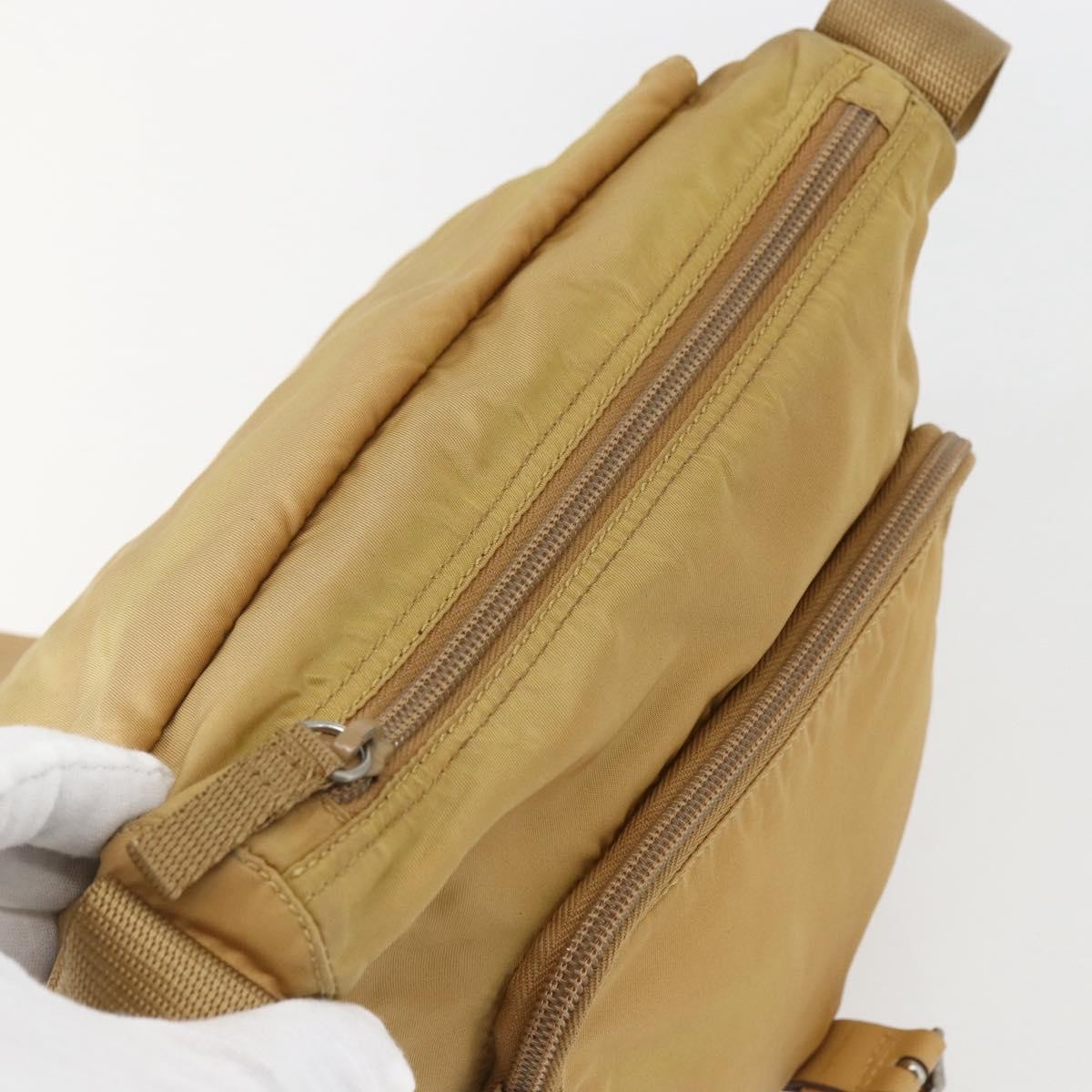 Prada Buckle Messenger Bag Tessuto, BEIGE, NYLON, Shoulder bag