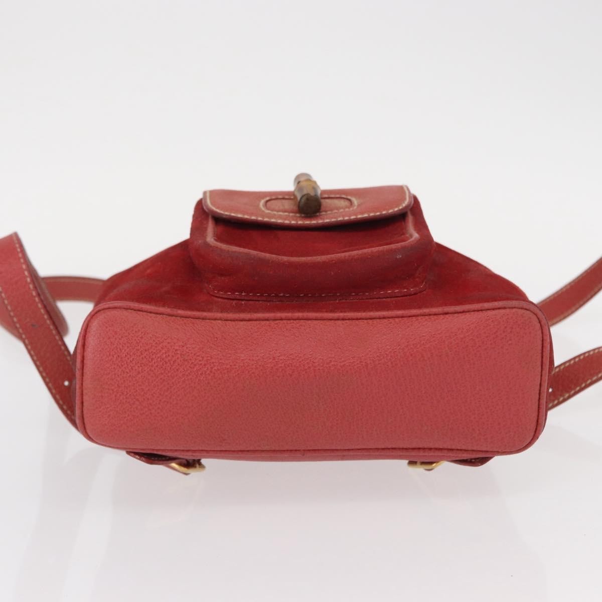 Gucci Vintage Bamboo Backpack Suede, RED, SUEDE, Backpack