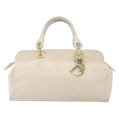 Christian Dior Cannage Handbag Canvas, WHITE, CANVAS, Handbag