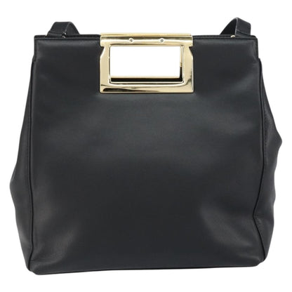 Salvatore Ferragamo Gancini Shoulder Bag Leather, BLACK, LEATHER, Shoulder bag
