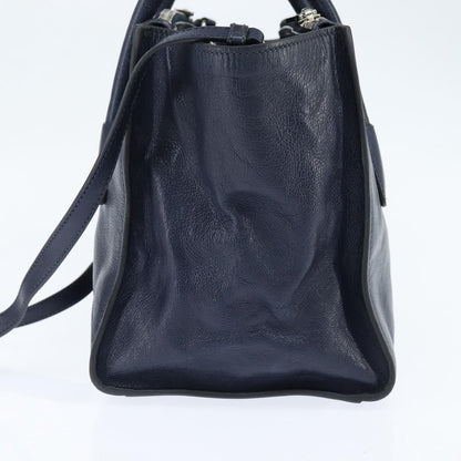 Prada Cuir Convertible Shopping Tote Leather, NAVY, LEATHER, Handbag
