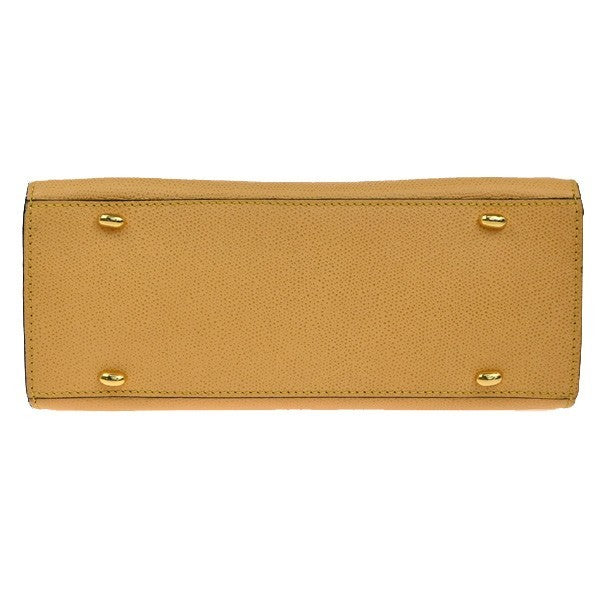 Celine Vintage Convertible Turnlock Top Handle Bag Leather, YELLOW, LEATHER, Handbag