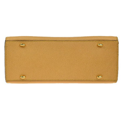 Celine Vintage Convertible Turnlock Top Handle Bag Leather, YELLOW, LEATHER, Handbag