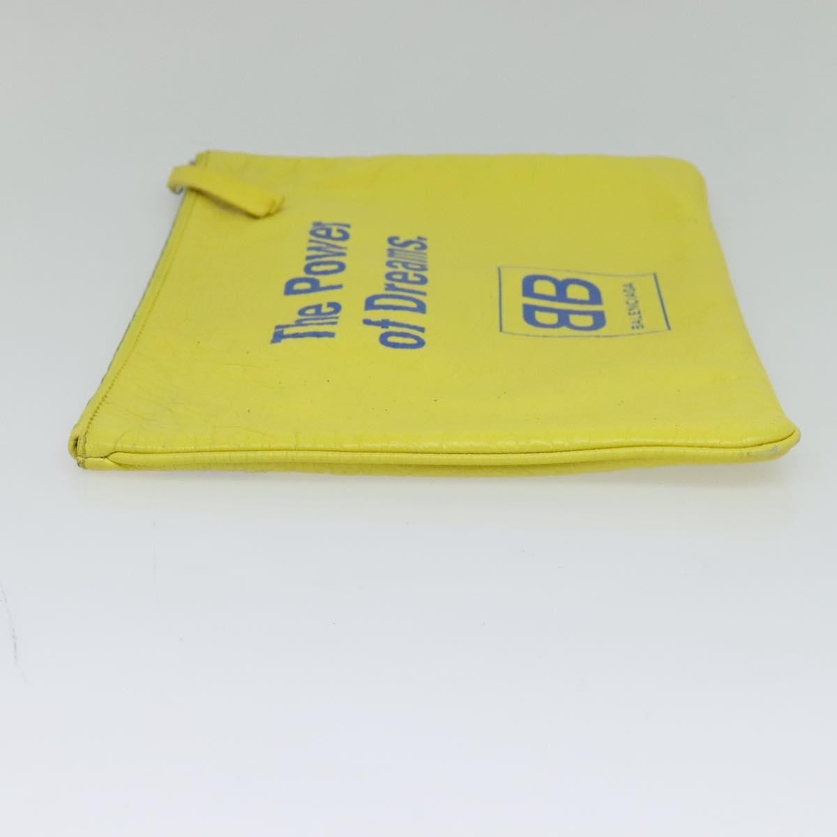 Balenciaga Supermarket Pouch Leather, YELLOW, LEATHER, Clutche & pouche
