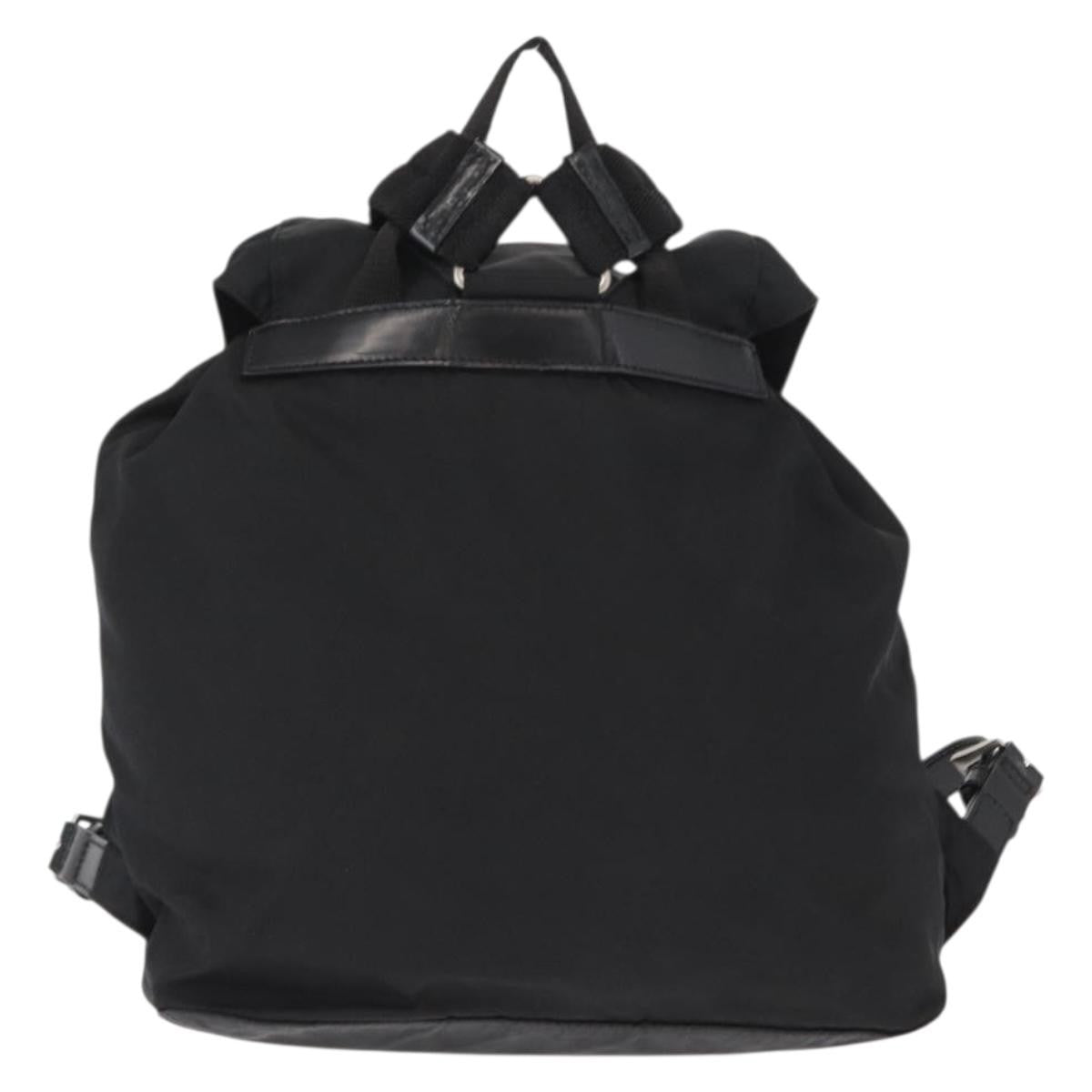 Prada Vela Double Front Pocket Backpack Tessuto with Saffiano Leather, BLACK, NYLON, Backpack