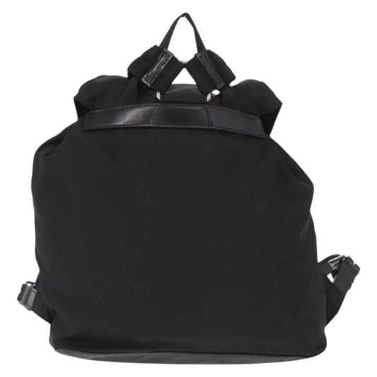Prada Vela Double Front Pocket Backpack Tessuto with Saffiano Leather, BLACK, NYLON, Backpack