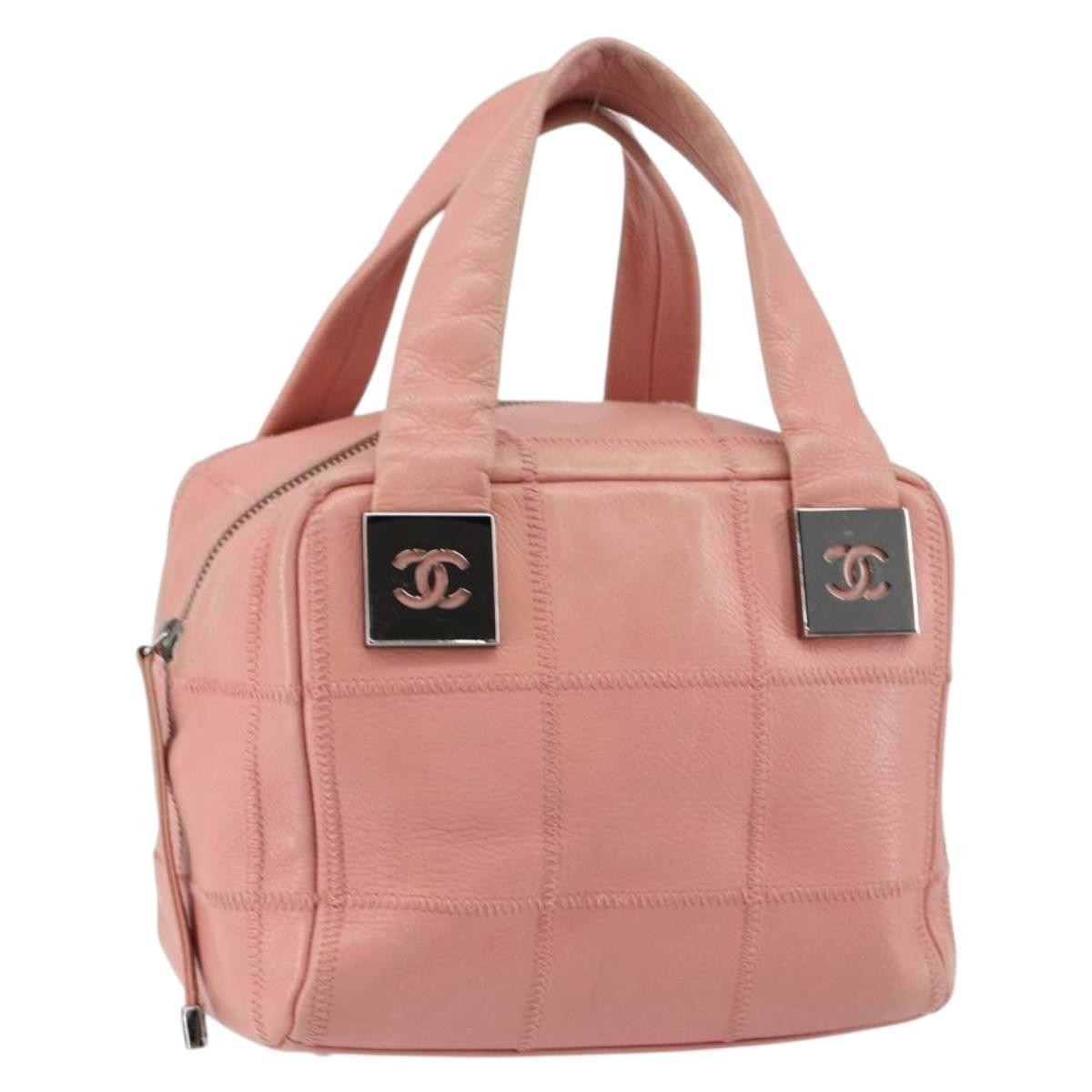 Chanel Chocolate Bar CC Bowler Bag Caviar skin, PINK, LEATHER, Handbag
