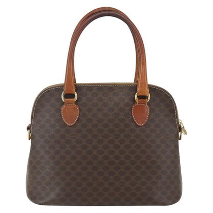 Celine Vintage Macadam Handbag Canvas and Leather, BROWN, CANVAS, Handbag