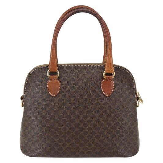 Celine Vintage Macadam Handbag Canvas and Leather, BROWN, CANVAS, Handbag