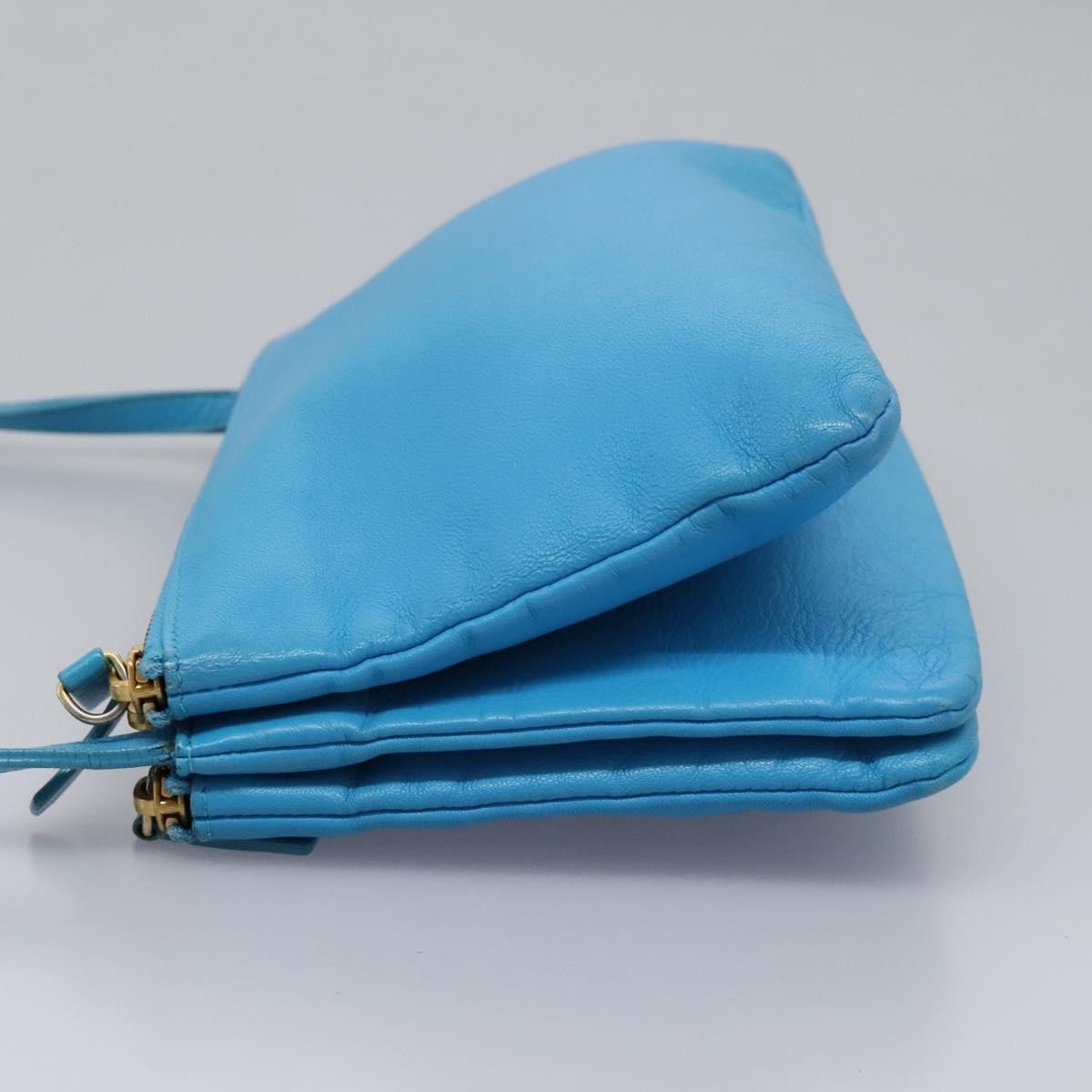 Celine Trio Crossbody Bag Leather, BLUE, LEATHER, Crossbody bag