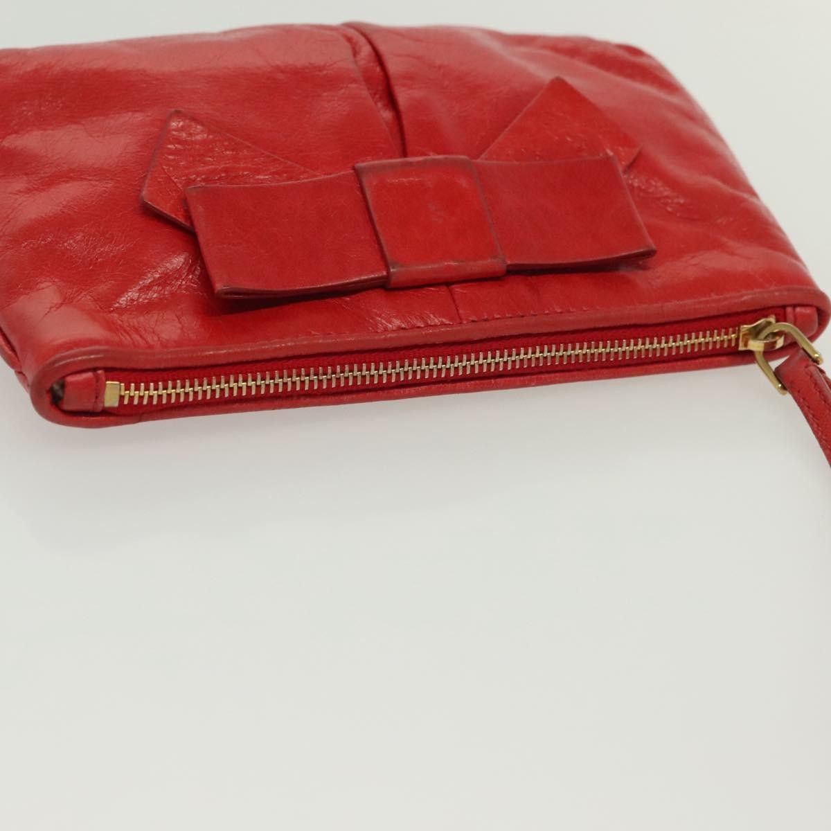 Miu Miu Zip Wristlet Pouch Leather, RED, LEATHER, Clutche & pouche