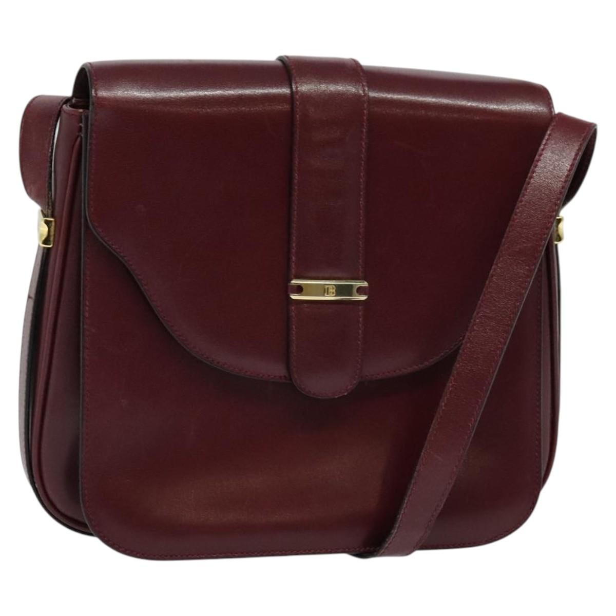Bally Vintage Shoulder Bag Leather, BURGUNDY, LEATHER, Shoulder bag