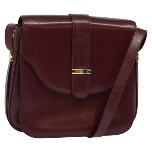 Bally Vintage Shoulder Bag Leather, BURGUNDY, LEATHER, Shoulder bag