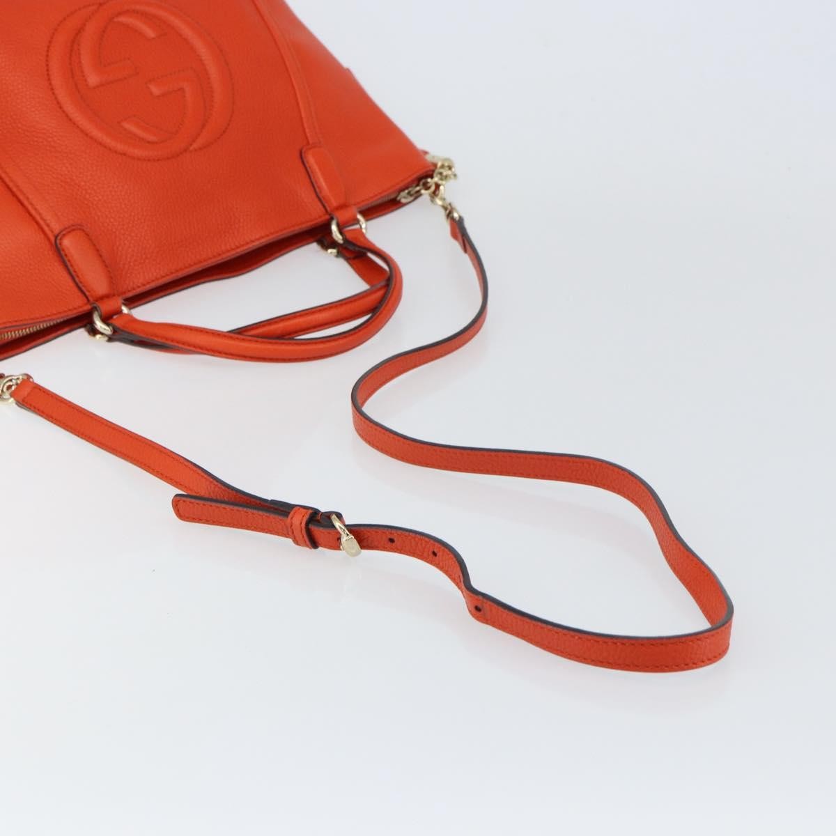 Gucci Soho Convertible Top Handle Bag Leather, ORANGE, LEATHER, Handbag