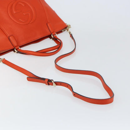 Gucci Soho Convertible Top Handle Bag Leather, ORANGE, LEATHER, Handbag
