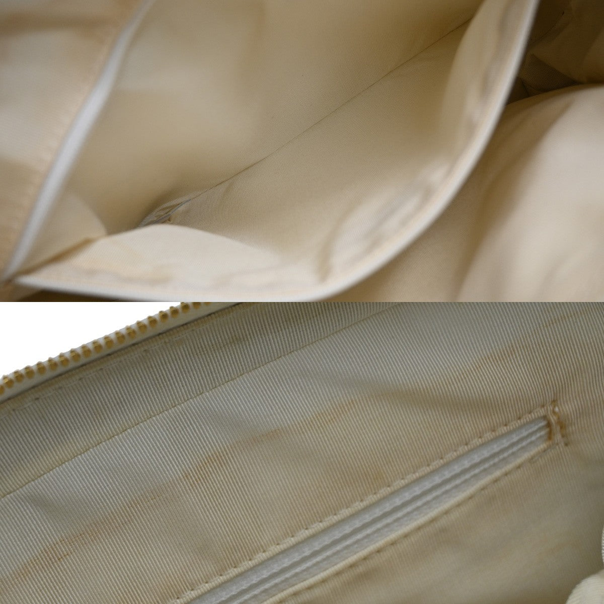 Chanel Surpique Zip Around Satchel Quilted Leather, WHITE, LEATHER, Tote bag