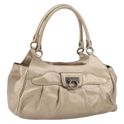 Salvatore Ferragamo Gancini Tote Leather, GOLD, LEATHER, Tote bag