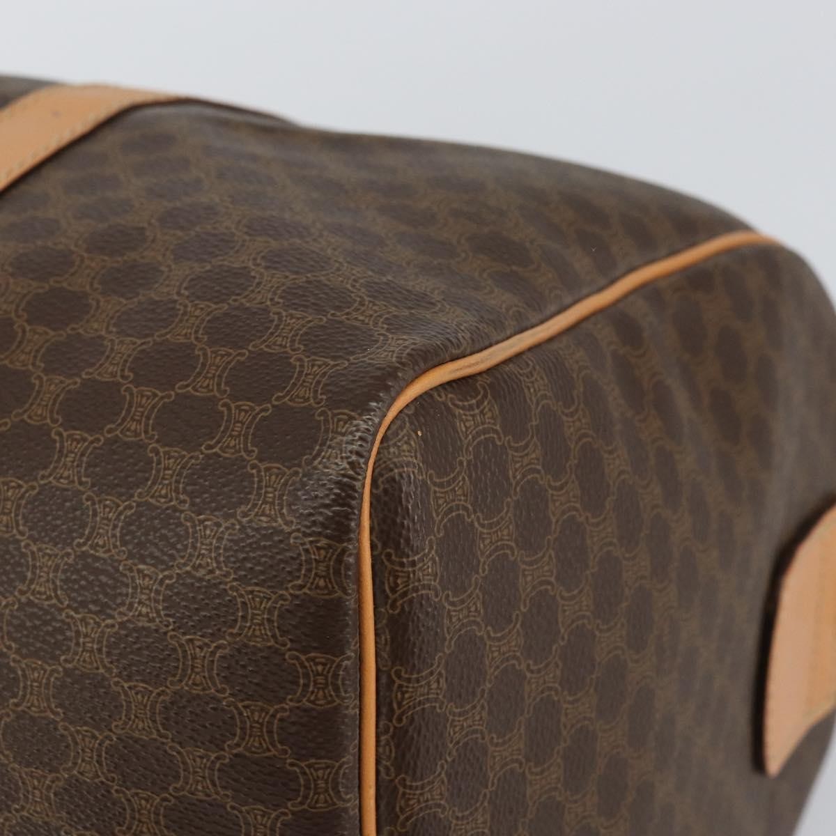 Celine Vintage Macadam Boston bag Canvas and Leather, BROWN, PVC, Travel bag