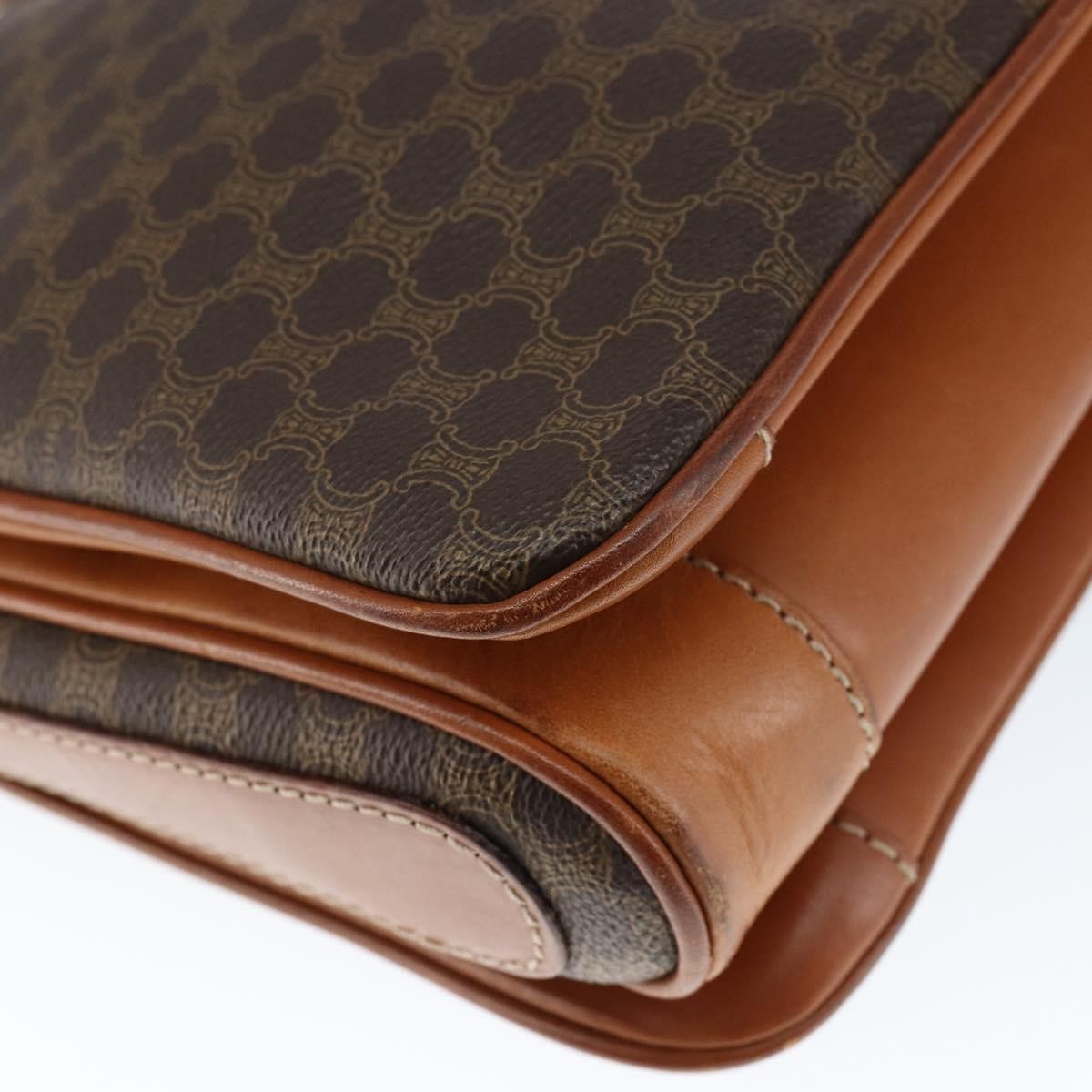 Celine Macadam Shoulder Bag PVC Leather, BROWN, CANVAS, Shoulder bag