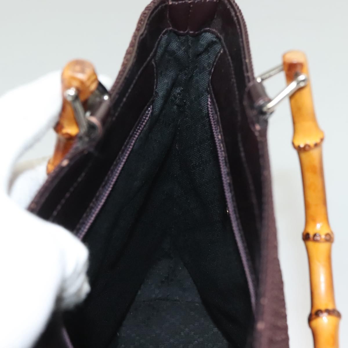 Gucci Vintage Bamboo Handle Tote Nylon, BROWN, SYNTHETIC, Tote bag