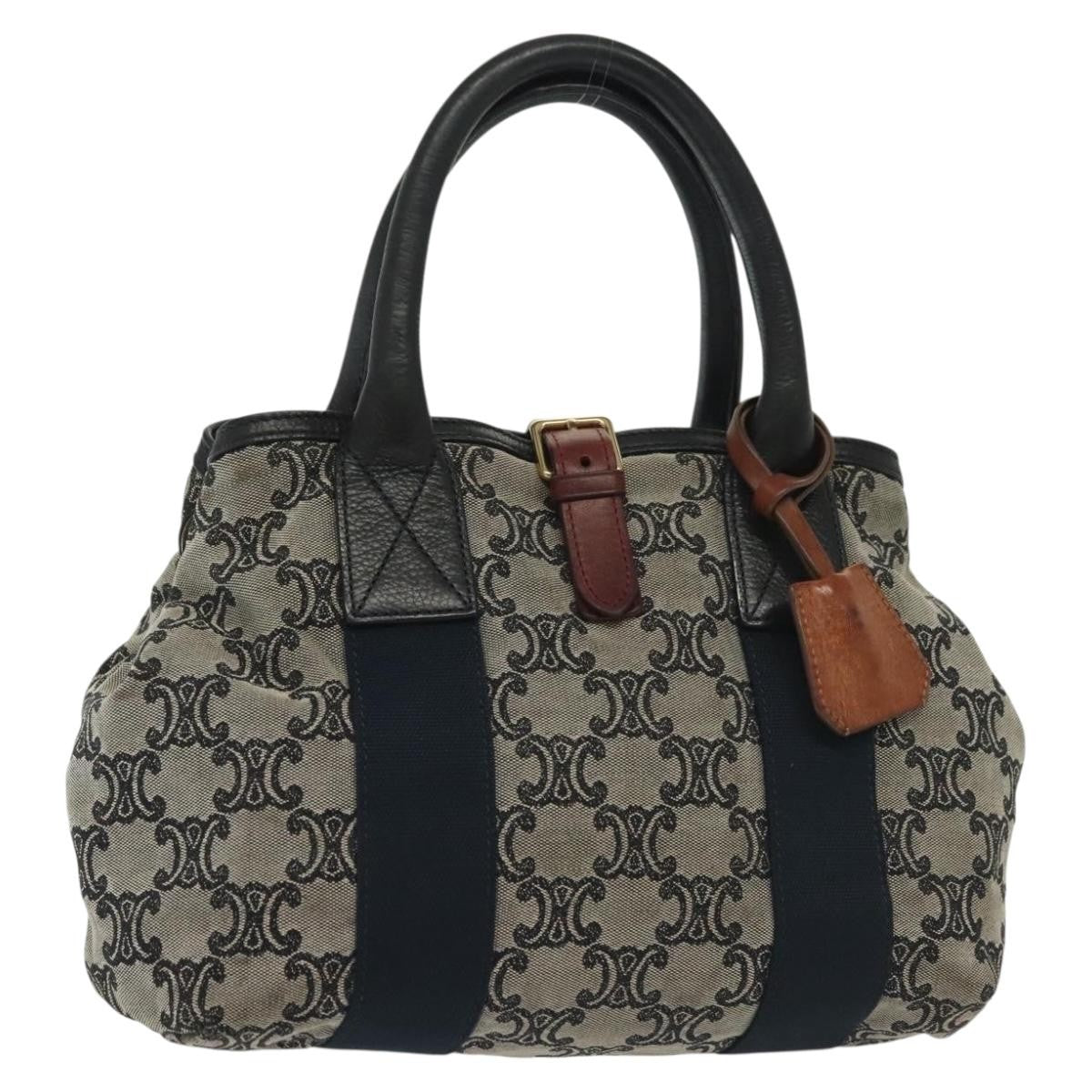 Celine Vintage Macadam Handbag Macadam, NAVY, CANVAS, Handbag