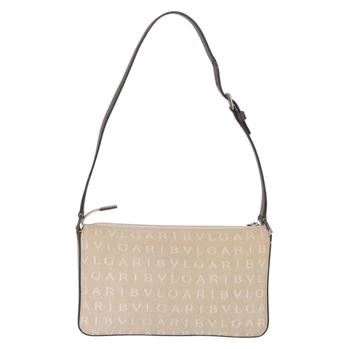 Bvlgari Pouch Canvas, Beige, Canvas, Clutch