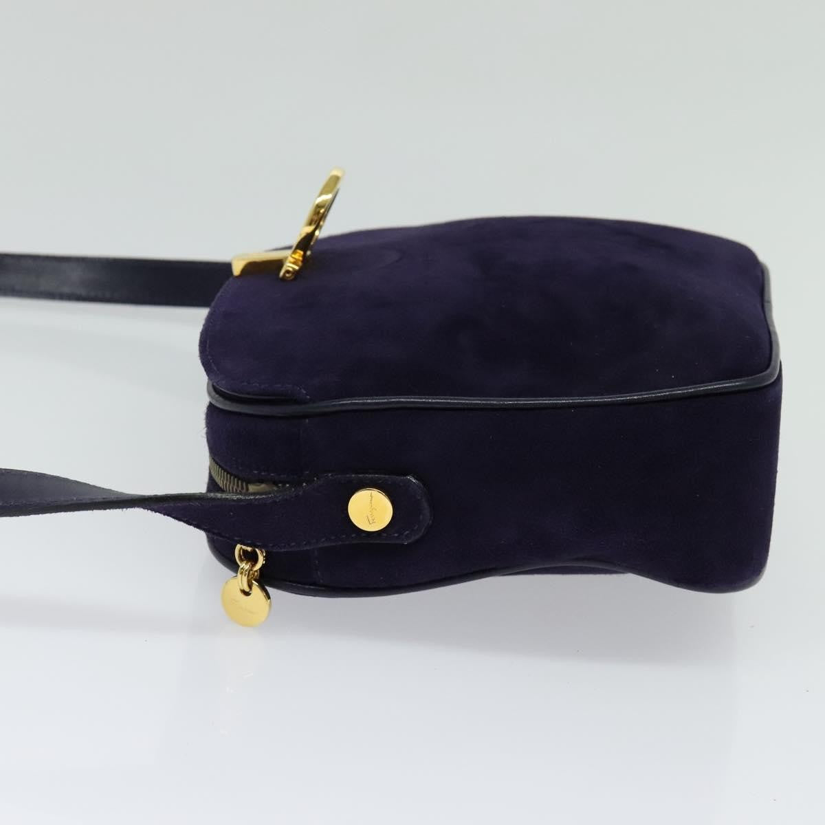 Salvatore Ferragamo Gancini Shoulder Bag Suede, PURPLE, SUEDE, Shoulder bag