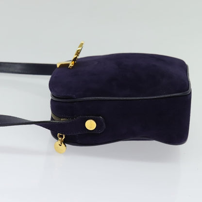 Salvatore Ferragamo Gancini Shoulder Bag Suede, PURPLE, SUEDE, Shoulder bag
