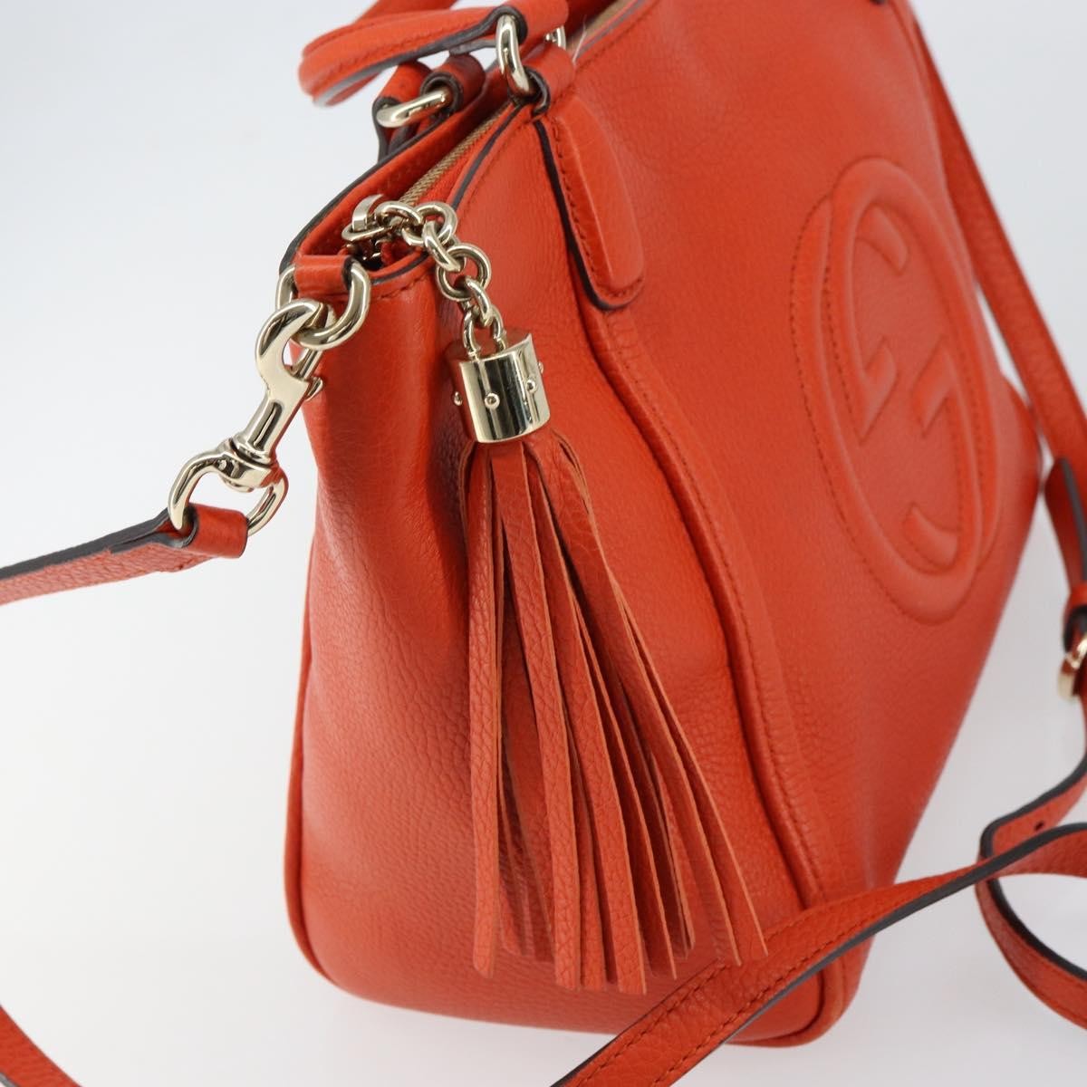 Gucci Soho Convertible Top Handle Bag Leather, ORANGE, LEATHER, Handbag