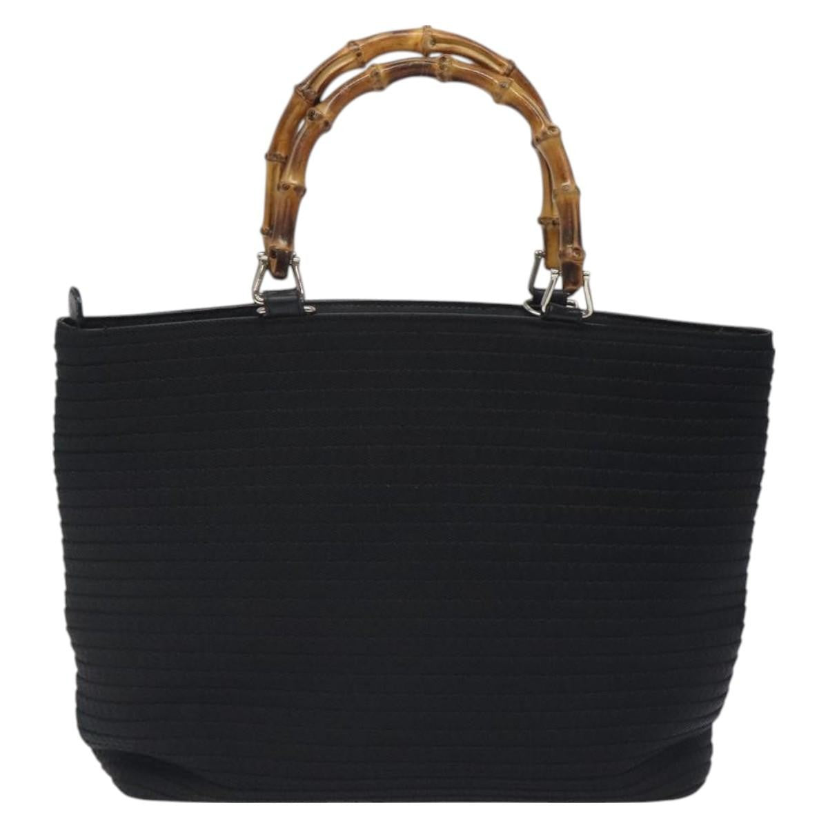 Gucci Vintage Bamboo Handle Tote Nylon, BLACK, NYLON, Tote bag