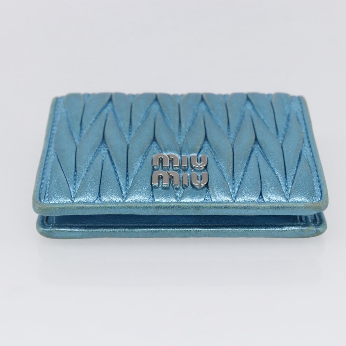 Miu Miu Matelasse Wallet Leather, BLUE, LEATHER, Wallets