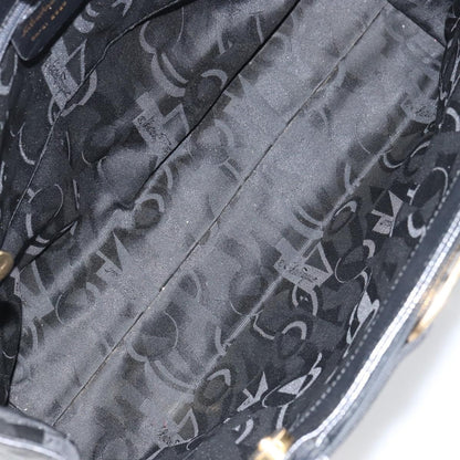 Salvatore Ferragamo Vintage Vara Bow Tote Lizard Embossed Leather, BLACK, LEATHER, Tote bag