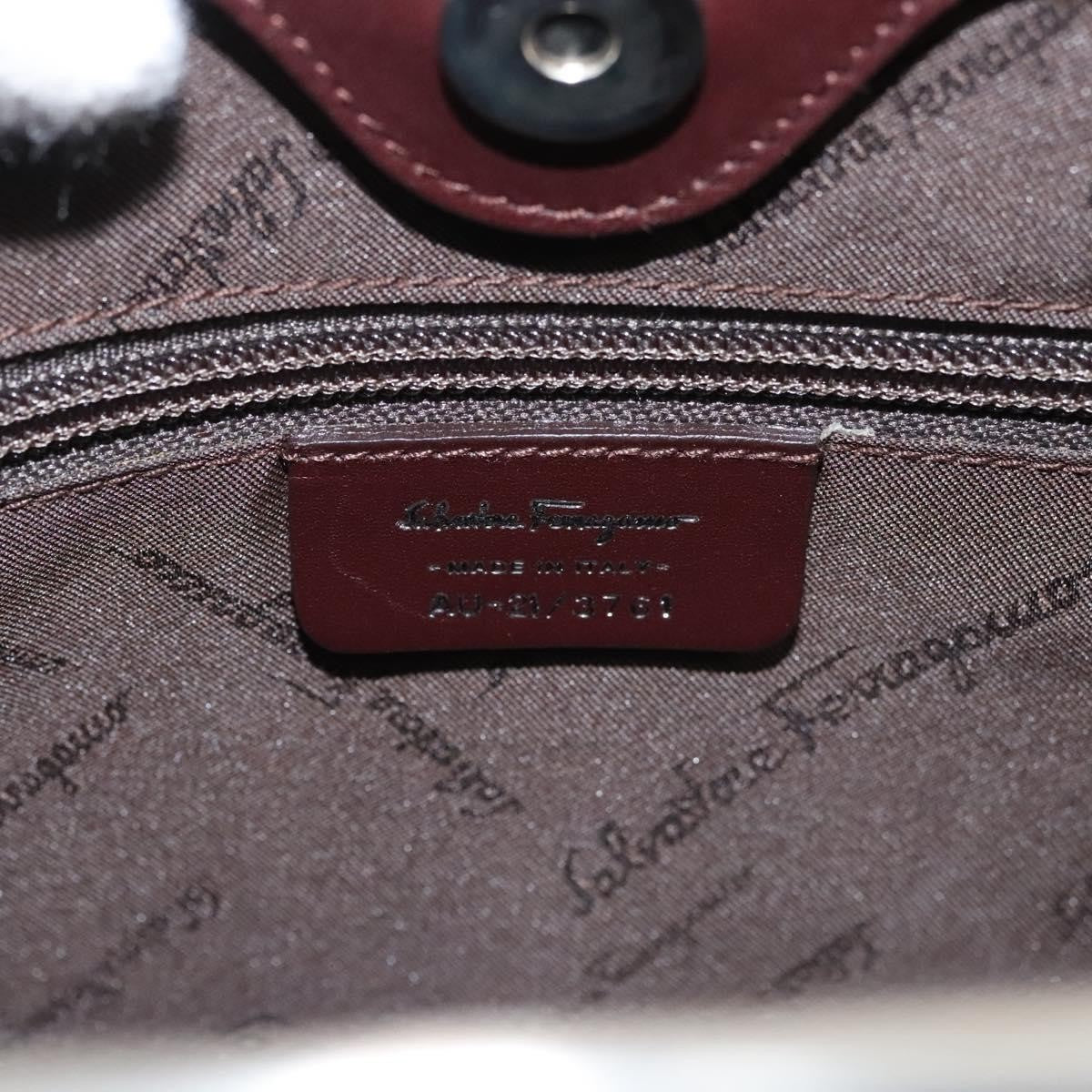 Salvatore Ferragamo Gancini handbag Leather, BROWN, LEATHER, Handbag