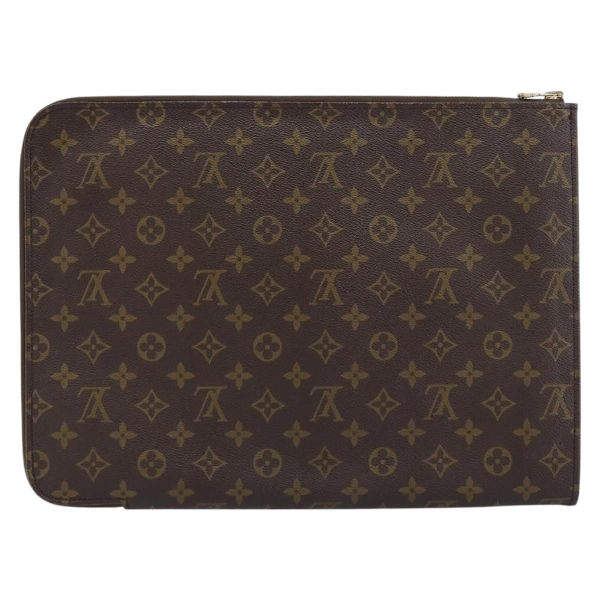 Louis Vuitton Poche Documents Monogram Canvas, BROWN, CANVAS, Clutche & pouche