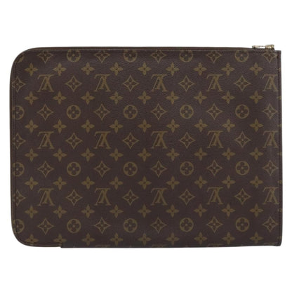 Louis Vuitton Poche Documents Monogram Canvas, BROWN, CANVAS, Clutche & pouche