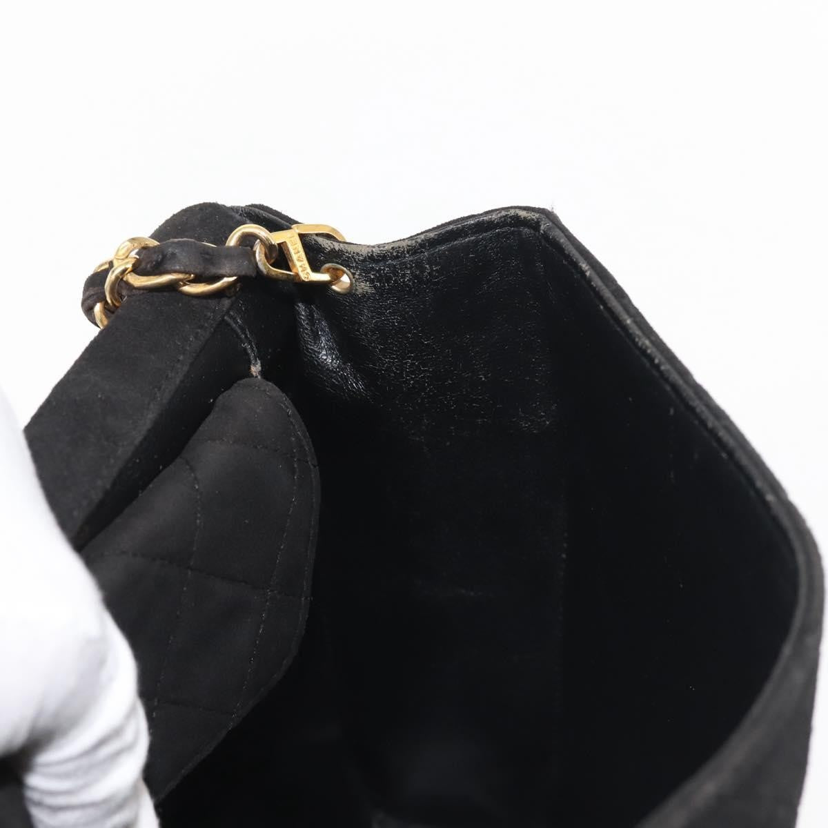 Chanel Vintage Clutch Pleated Leather, BLACK, SUEDE, Clutche & pouche