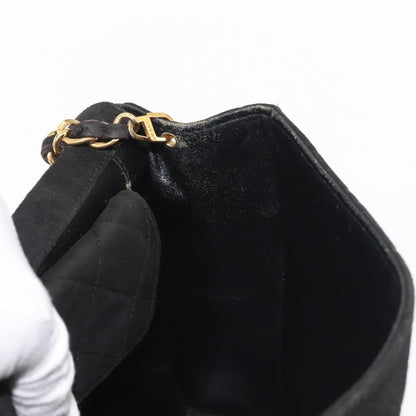 Chanel Vintage Clutch Pleated Leather, BLACK, SUEDE, Clutche & pouche