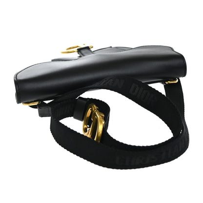 Christian Dior Saddle Belt Bag Leather, BLACK, LEATHER, Clutche & pouche