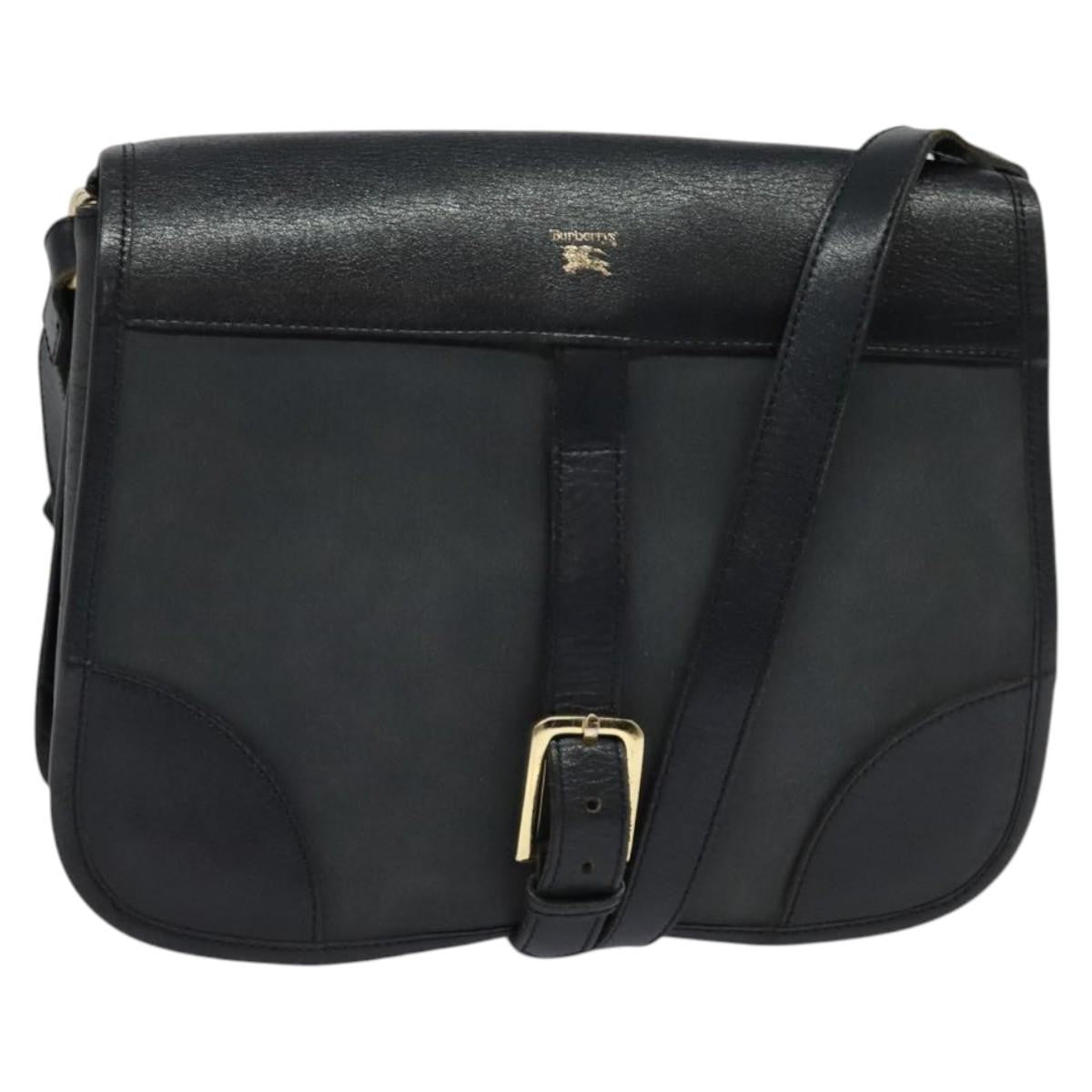 Burberry Flap Shoulder Bag Leather, NAVY, LEATHER, Shoulder bag